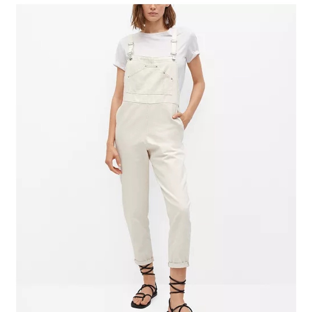 Mango Women's Cream Denim Overalls